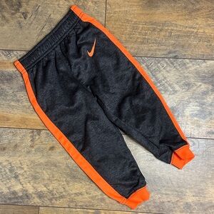 Nike Baby Dark Gray and Bright Orange Joggers, Size 24M, EUC